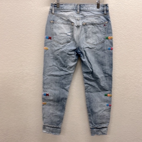 Miss Me Vintage Patchwork Cropped Frayed Boyfriend Jeans 25 Embroidered - Picture 9 of 12